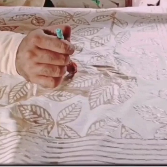 Rare Handmade Batik Tapestry Table Linens Lg Tablecloth 54"x86" Napkins 22"x22" - Picture 8 of 13